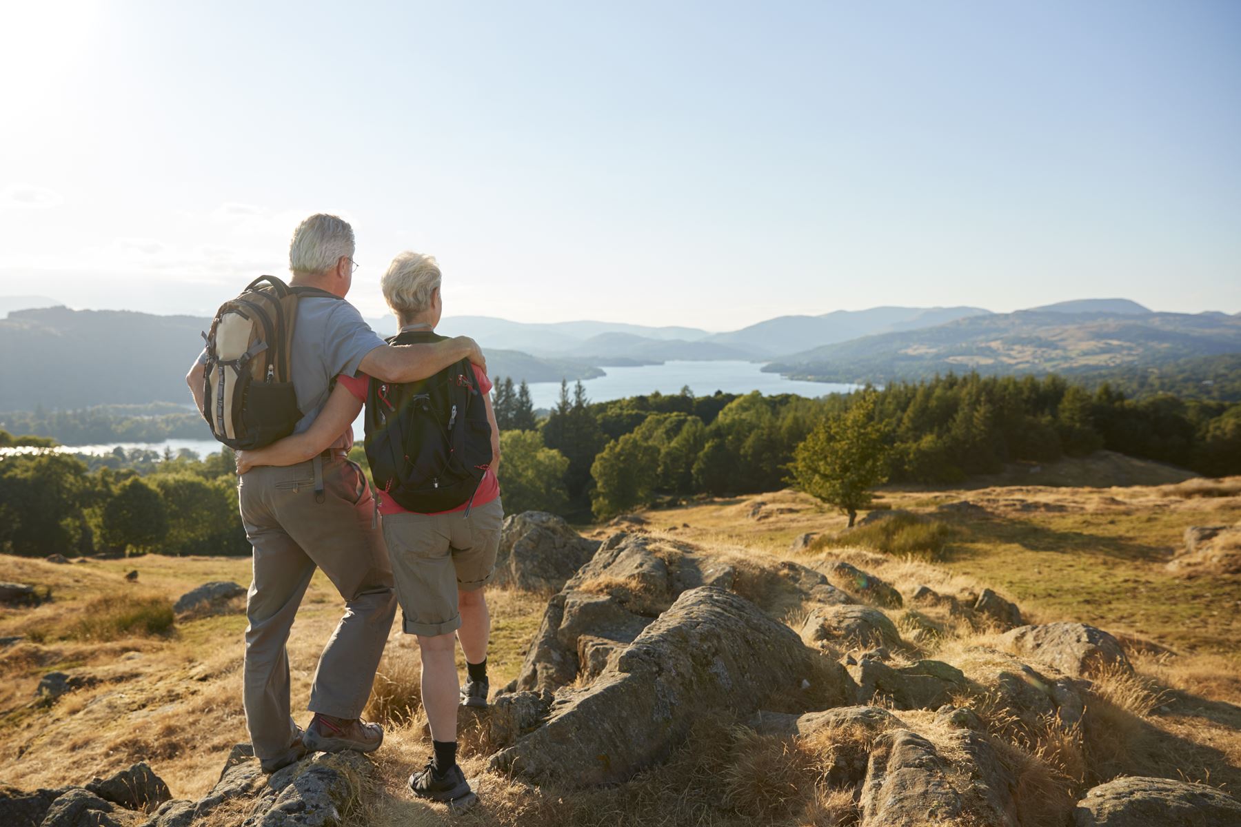 Older folks along trail while hiking
